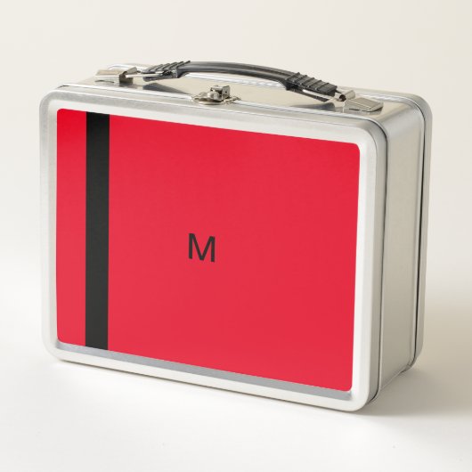 Lunch Box Monogrammé Moderne Élégant Rouge (Devant)
