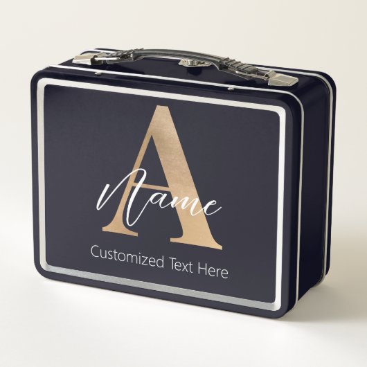 Lunch Box Monogramme moderne Initiale A & Nom Personnalisé (Dos)