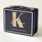 Lunch Box Monogramme moderne Initiale K & Nom Personnalisé (Dos)