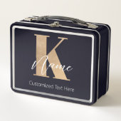 Lunch Box Monogramme moderne Initiale K & Nom Personnalisé (Devant)