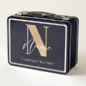 Lunch Box Monogramme moderne Initiale N & Nom Personnalisé (Dos)
