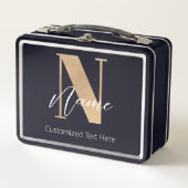 Lunch Box Monogramme moderne Initiale N & Nom Personnalisé (Devant)