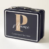 Lunch Box Monogramme moderne Initiale P & Nom Personnalisé (Dos)