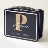 Lunch Box Monogramme moderne Initiale P & Nom Personnalisé (Devant)