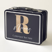 Lunch Box Monogramme Moderne Initiale R & Nom Personnalisé (Dos)