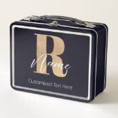 Lunch Box Monogramme Moderne Initiale R & Nom Personnalisé (Devant)