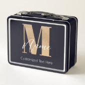 Lunch Box Monogramme moderne M & Nom initial Personnalisé (Dos)