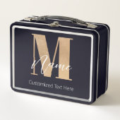 Lunch Box Monogramme moderne M & Nom initial Personnalisé (Devant)