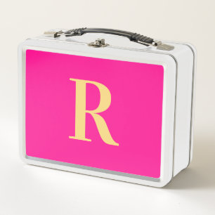 Lunch Box Monogramme moderne minimaliste rose chaud