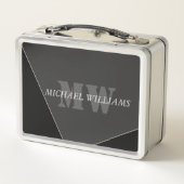 Lunch Box Monogramme noir gris artistique moderne (Dos)