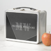 Lunch Box Monogramme noir gris artistique moderne (En situation)