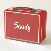 Lunch Box Monogramme nom moderne rouge blanc, (Dos)