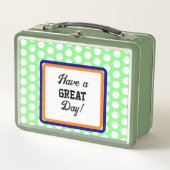 Lunch Box Monogramme Orange Green Great Day Pois (Devant)