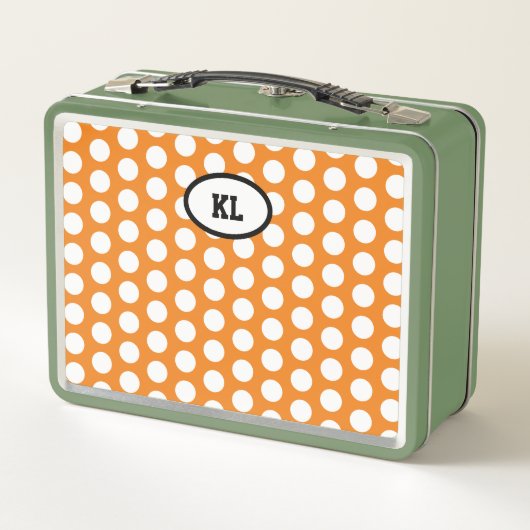 Lunch Box Monogramme Orange Green Great Day Pois (Dos)