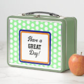 Lunch Box Monogramme Orange Green Great Day Pois (En situation)