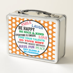 Lunch Box Monogramme Orange Points Motifs Motivationnels