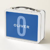Lunch Box Monogramme personnalisé Nom bleu blanc (Dos)