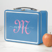 Lunch Box Monogramme Pink Script Girl's (En situation)