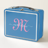 Lunch Box Monogramme Pink Script Girl's (Devant)