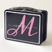 Lunch Box Monogramme Pink Script Girl's (Devant)