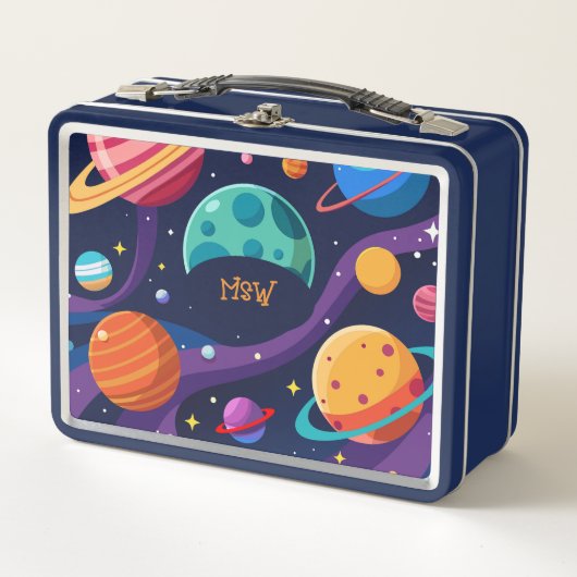 Lunch Box Monogramme Planètes rétro (Devant)