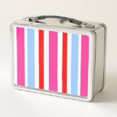 Lunch Box Monogramme rayures bonbons rose et bleu vif (Dos)