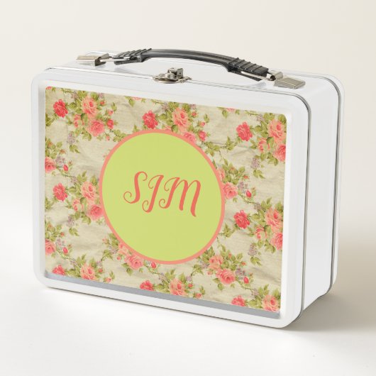 Lunch Box Monogramme Rose de Shabby (Devant)