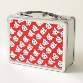 Lunch Box Monogramme rouge de motif de chien de pitbull (Dos)