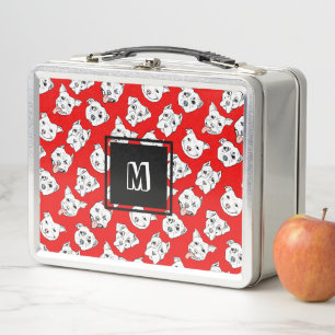 Lunch Box Monogramme rouge de motif de chien de pitbull