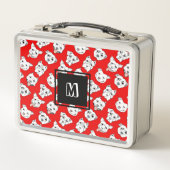 Lunch Box Monogramme rouge de motif de chien de pitbull (Devant)