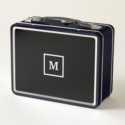 Lunch Box Monogramme rustique Cool noir et blanc image Cowbo (Dos)