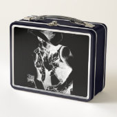 Lunch Box Monogramme rustique Cool noir et blanc image Cowbo (Devant)