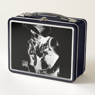 Lunch Box Monogramme rustique Cool noir et blanc image Cowbo
