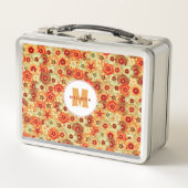 Lunch Box Monogramme super Retro Orange Hippie Fleurs (Devant)