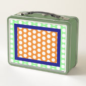Lunch Box Monogramme Vert Bleu Orange Pois (Dos)
