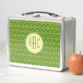 Lunch Box Monogramme vert jaune roue motif (En situation)