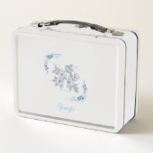 Lunch Box Monogramme "Y" Bleu Calme Floral Initial (Dos)