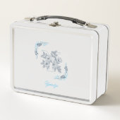 Lunch Box Monogramme "Y" Bleu Calme Floral Initial (Devant)
