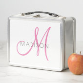 Lunch Box Monogrammed Pink Script Girl's (En situation)