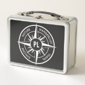 Lunch Box Monographie d'emblème de compas noir et blanc (Devant)