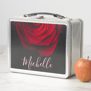 Lunch Box Monographie personnalisée rouge rose vintage photo