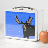 Lunch Box Moose en hiver - Art original de la faune (En situation)