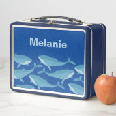 Lunch Box Morceau de baleines nager bleu foncé Personnalisé (En situation)