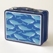 Lunch Box Morceau de baleines nager bleu foncé Personnalisé (Dos)