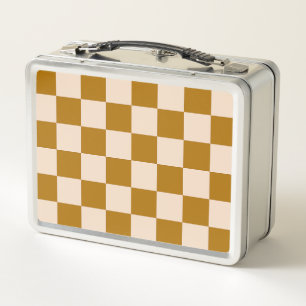 Lunch Box Motif à carreaux marron et beige