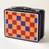 Lunch Box Motif à carreaux rouge orange et bleu  (Dos)