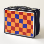 Lunch Box Motif à carreaux rouge orange et bleu (Devant)