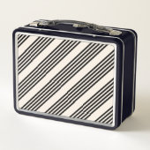 Lunch Box Motif à cinq bandes noir et beige (Dos)
