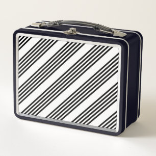 Lunch Box Motif à cinq bandes noir et blanc