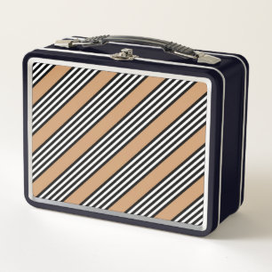 Lunch Box Motif à cinq bandes noir et blanc avec bronzage